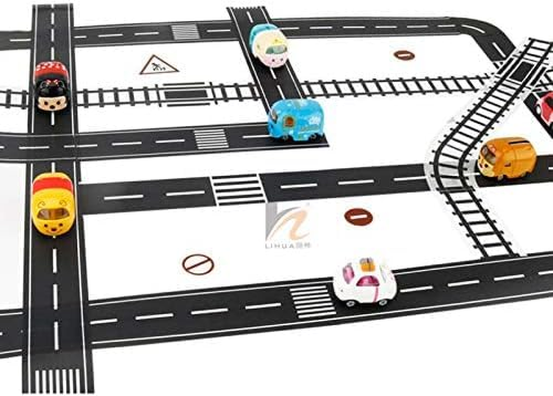 Play Road Tape for Toy Cars & Trains Black Tape 3 Rolls Road Tape 197 Inch by 1.9 Inch, Packing Traffic Signs Tape Stick to Floors and Walls, Quick Cleanup, for Kids Gift image number 4