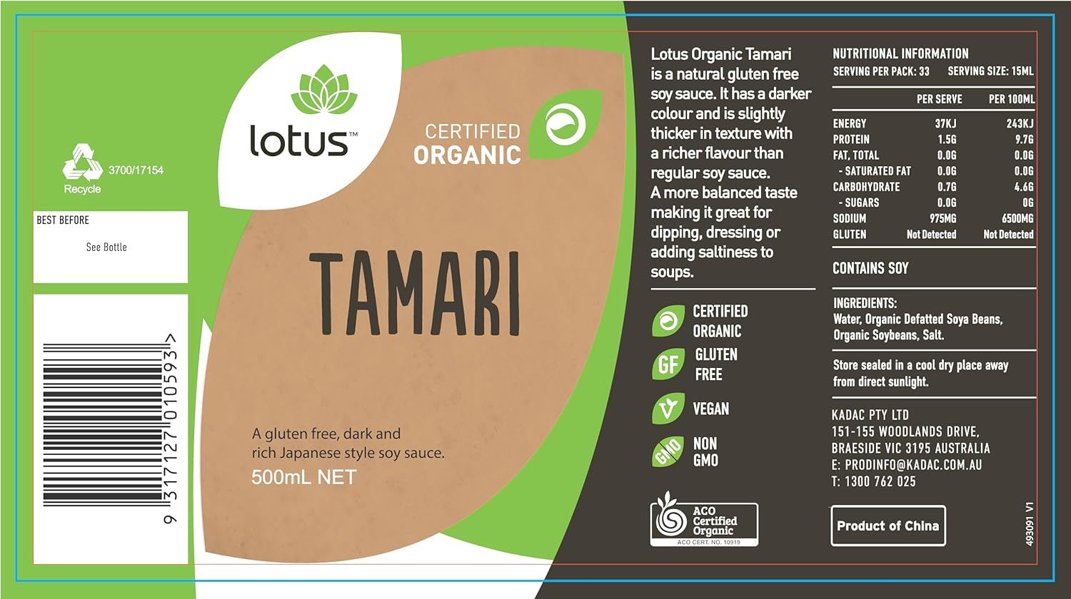 Lotus Gluten Free Organic Tamari Sauce 500 Ml image number 1