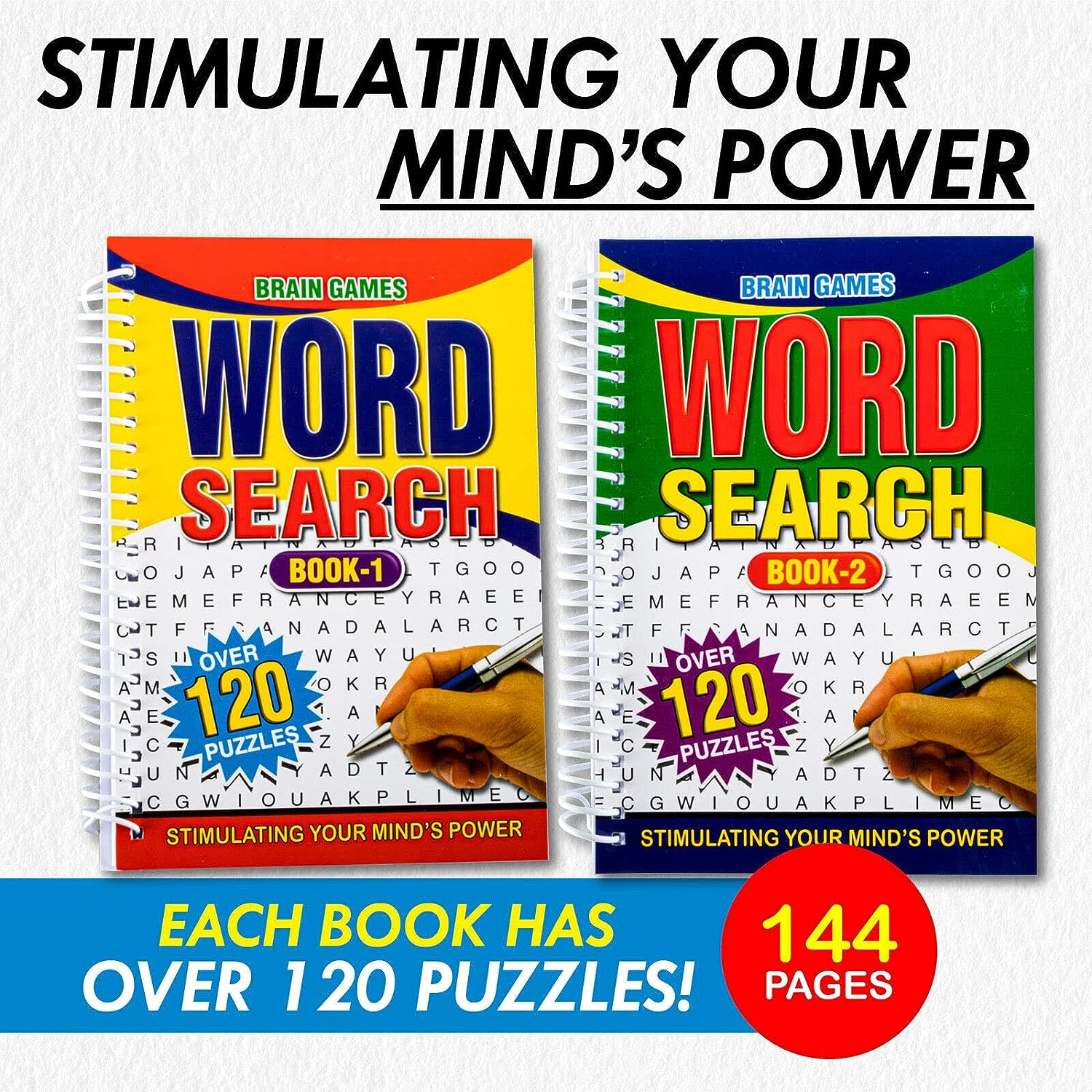[2PCE] Office Central Spiral Word Search Puzzle Book, Eye Catching with Bright Front Covers with Large Capital Lettering and with 144 Pages of Words to Find, A5 Size image number 3