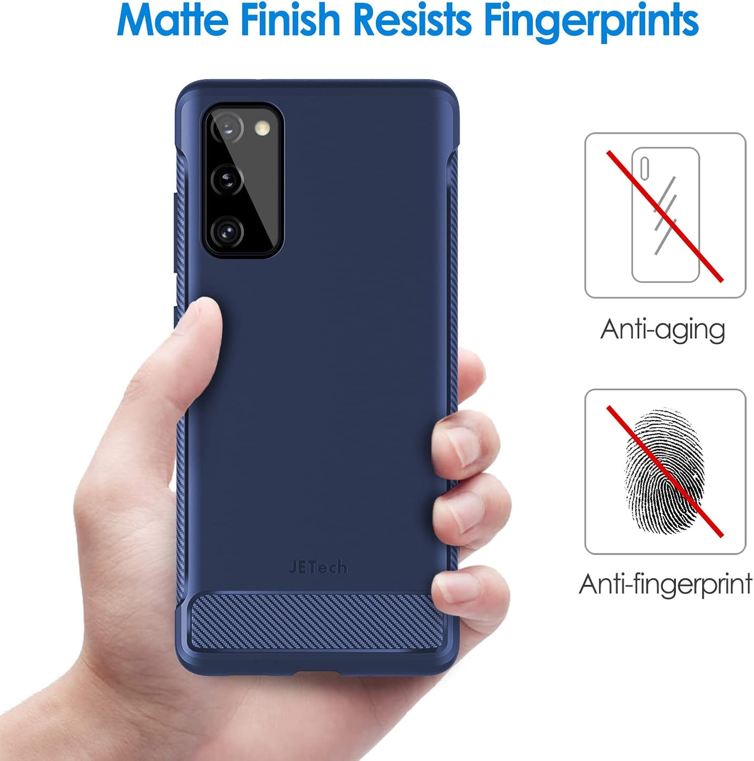 Jetech Slim Fit Case for Samsung Galaxy S20 FE 5G 6.5-Inch, Thin Phone Cover with Shock-Absorption and Carbon Fiber Design (Blue) image number 1