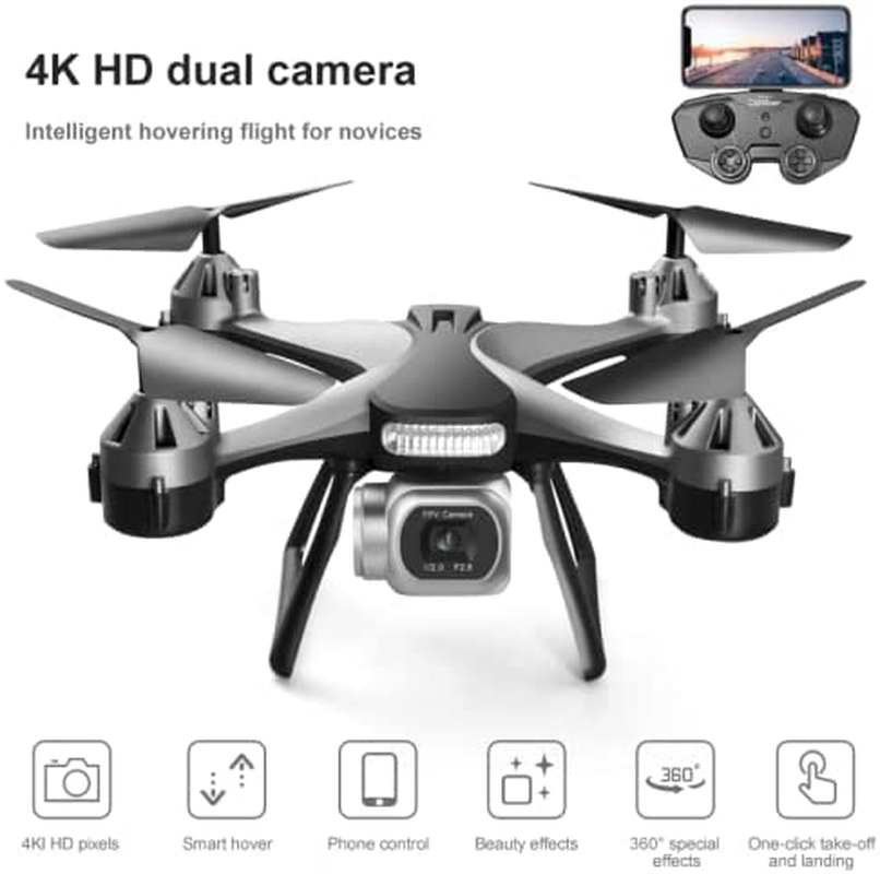 Bargainpop Foldable Mini Drone for Beginners with 4K Dual HD Camera 2.4G Wifi FPV RC Quadcopter Gesture Control with Carry Case, 3 Batteries