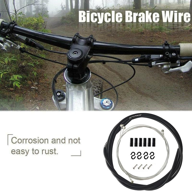 AIMALL Bike Bicycle Front Rear Inner Outer Wire Brake Gear Shifter Cable Housing Kit with Housing - Durable Metal and Plastic, Front & Rear, 2.5M 5Mm Housing with Cable Caps & S Buckles image number 1