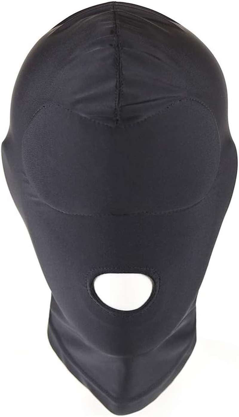 Full Cover Zentai Hood Mask Elastic Black Breathable Open Mouth Face Cover Eye Thick Sponge Cushion image number 1