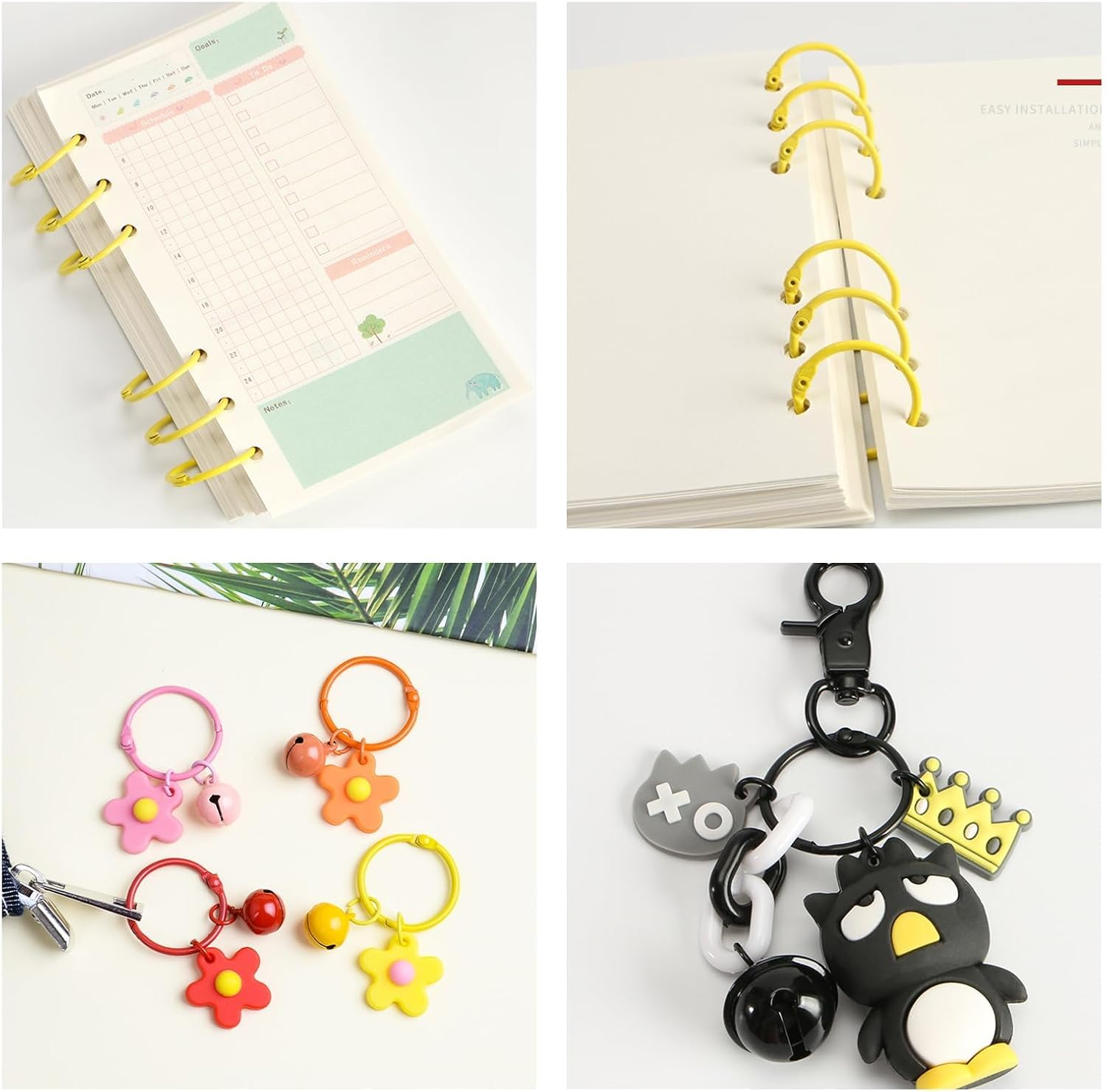 Metallic Loose Leaf Binder Rings,With 1 Clear Organizer Box(1.2 Inch),Flash Card Rings,Clip Rings for Index Cards,Colorful Key Rings,Notebook and Crafts for School, Home,Office