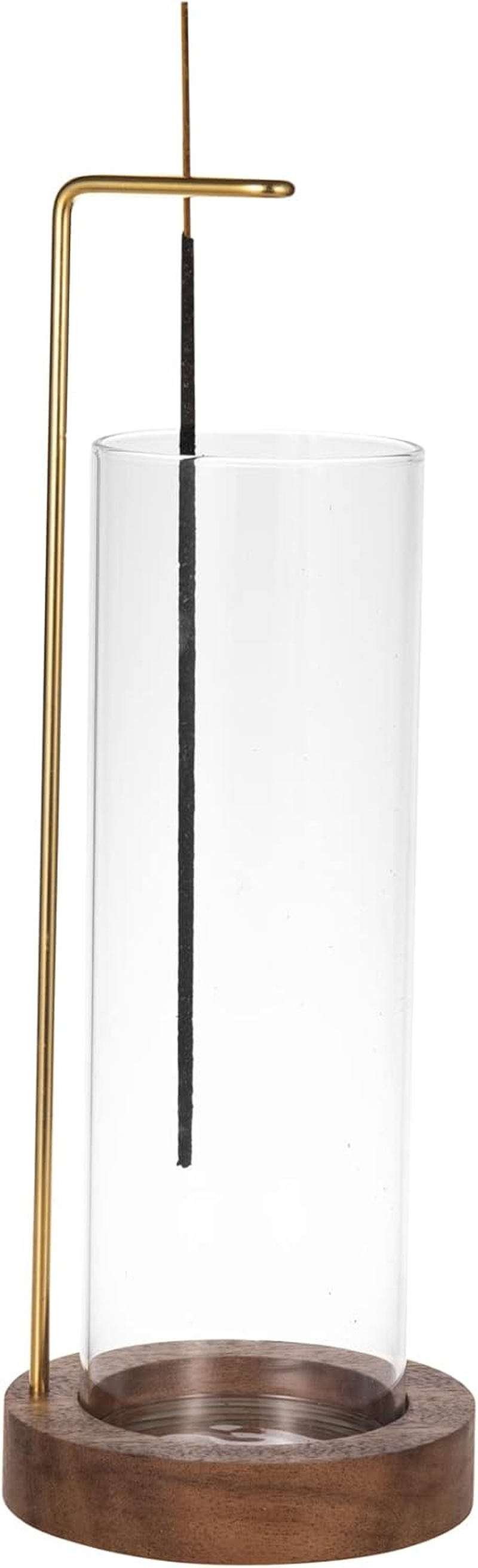 IMEEA Incense Holder for Sticks Wooden Incense Burner with Glass Ash Catcher & Brass Incense Stick Holder for Home Decor Yoga Spa Meditation (Round) image number 3