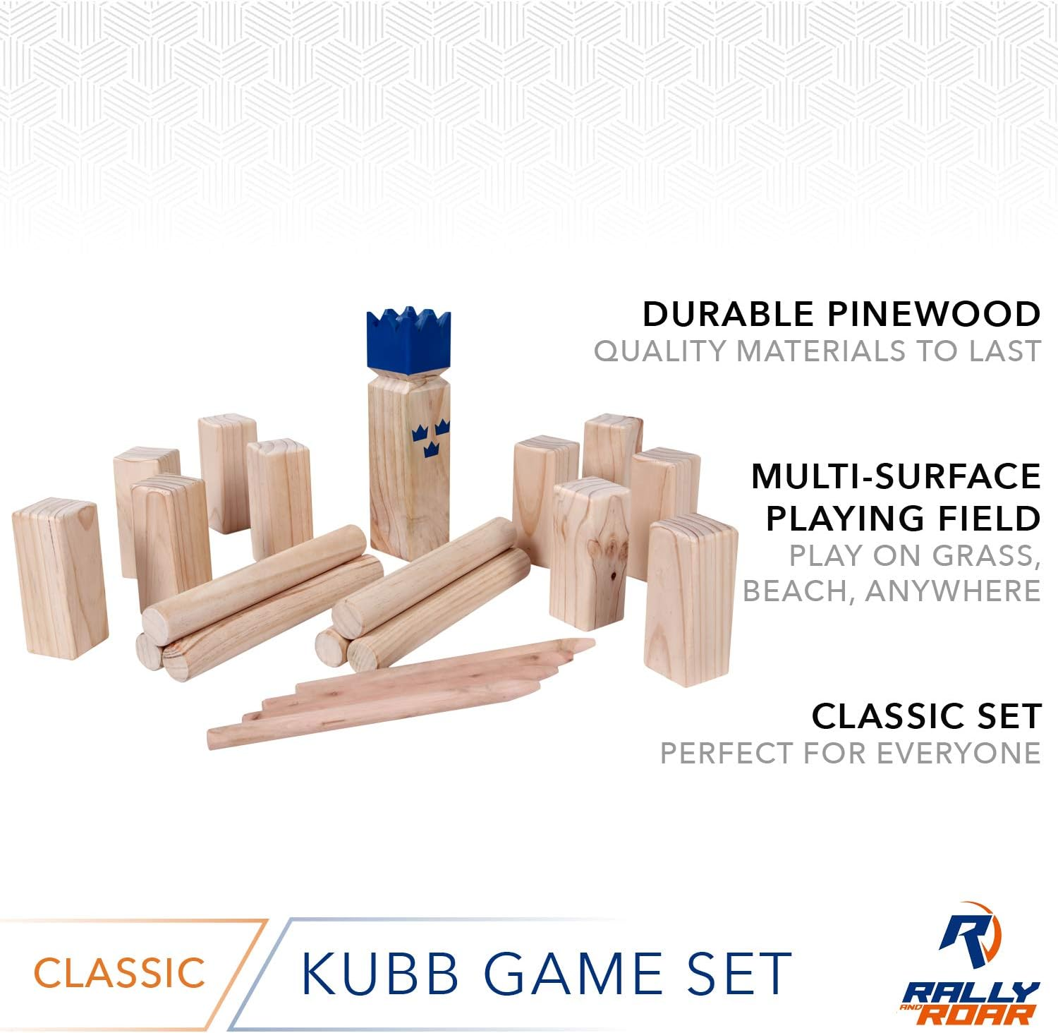 Kubb Game Set Classic or Tournament Size by Rally & Roar - Fun, Interactive Outdoor Family Yard Games - Durable Hardwood Blocks with Travel Bag - for Outside, Lawn, Bars, Backyards&ndash;Families, All Ages image number 6