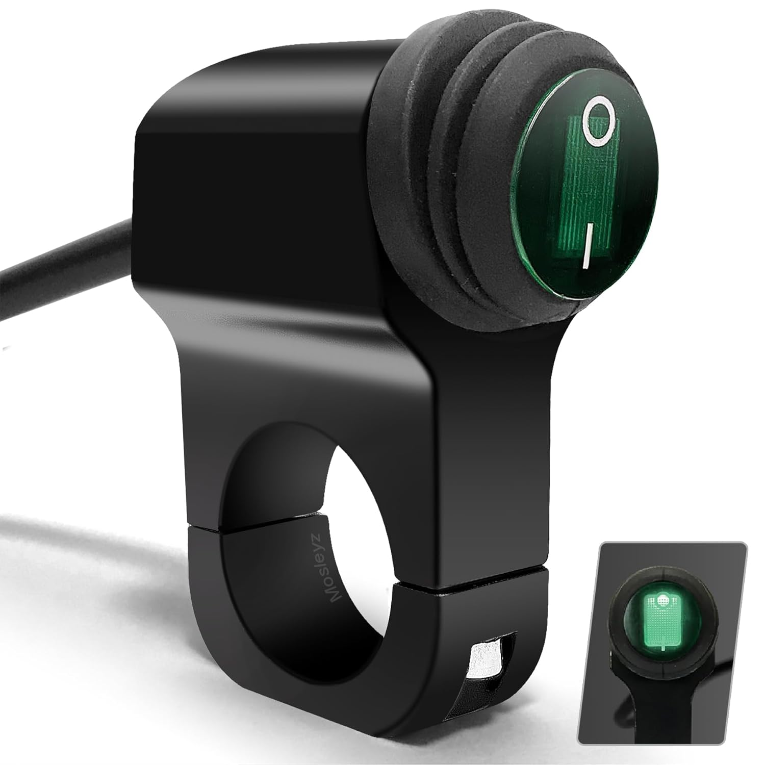 ATV Light Switch 12V Waterproof Aluminum Alloy Motorcycle Handlebar Switches for Motorcycle ATV UTV- Fits 7/8" Handlebars (22Mm) Green 1 Piece