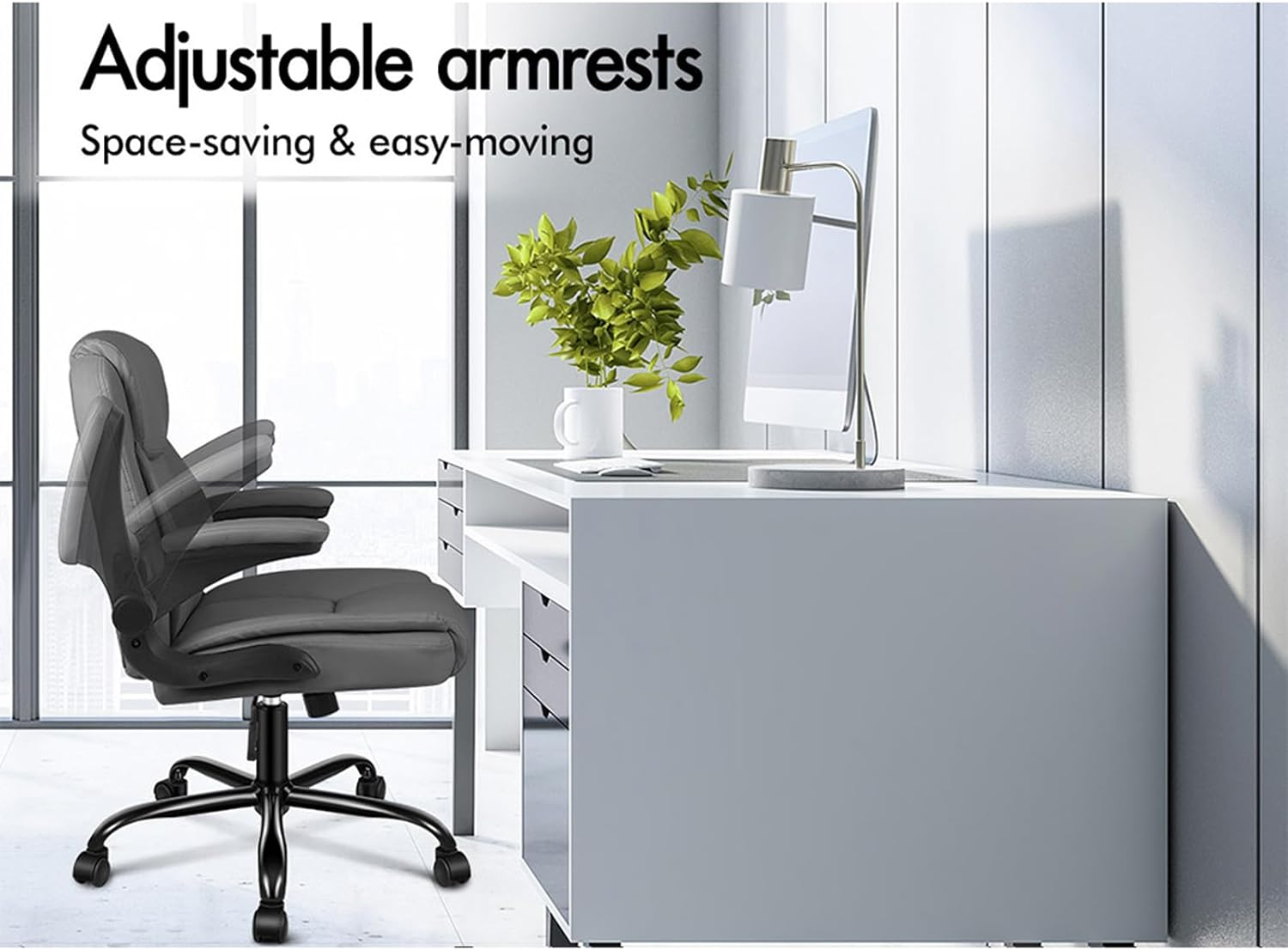 ALFORDSON Ergonomic Massage Office Chair Mid Back with Adjustable Armrest, Gaming Chair for Computer Task Desk, Study Chair with SGS Listed Gas-Lift, 150Kg Loading, Grey image number 6