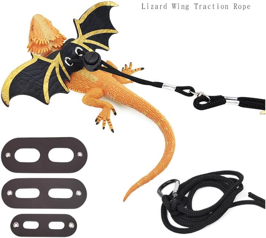 AIMALL Lizard Harness Leash Bearded Dragon+Cool Leather Wings Reptile Adjustable, Comfortable & Lightweight image number 6