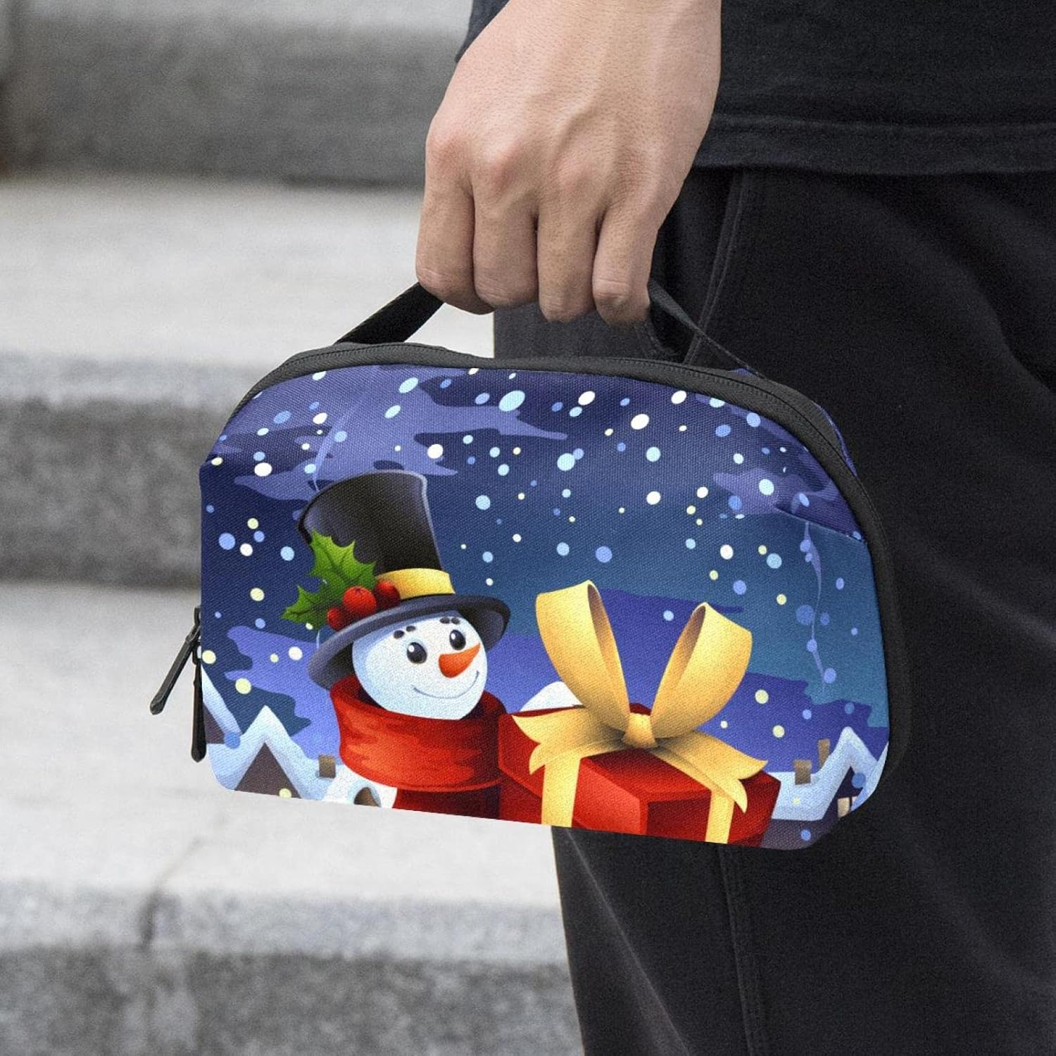 Travel Toiletry Bag for Women and Men, Water-Resistant Shaving Bag for Toiletries Accessories, Christmas Cartoon Gift Snowman image number 1