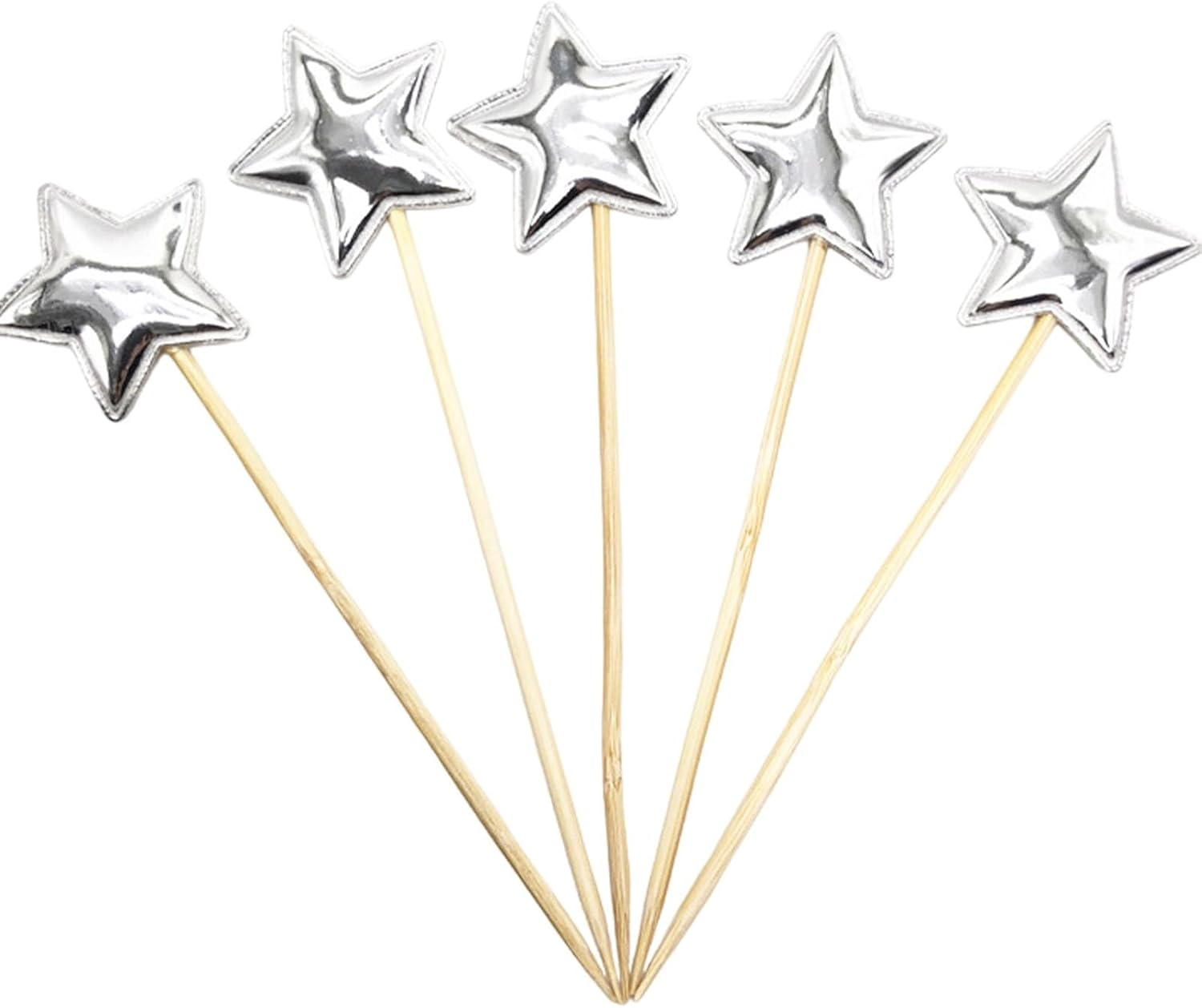 Glitter Star Cake Toppers - 5X Birthday Cake Toppers for Boys - Food-Grade Glitter Decorative Cupcake Picks for Children Birthday Cake Decor image number 5