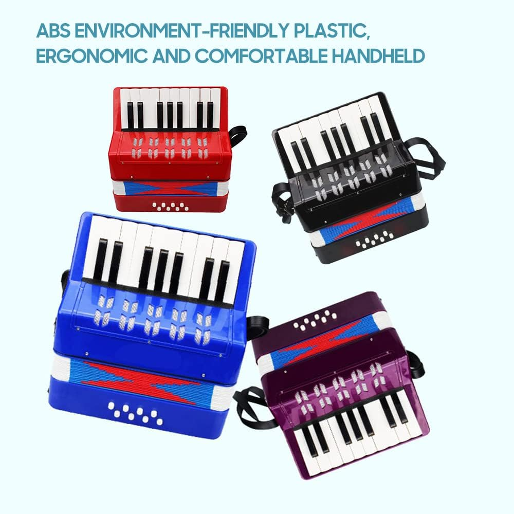 Accordion 17-Key 8 Bass Mini Small Accordion Educational Musical Instrument for Beginner Birthday Purple image number 3