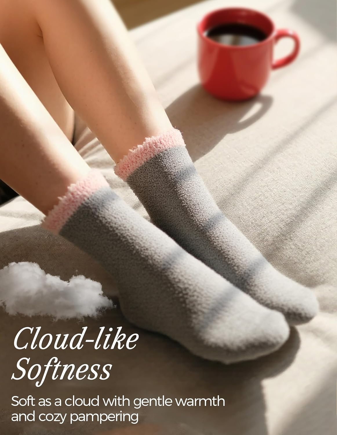 TEHOOK Fuzzy Socks Soft Cozy Fluffy Slipper Winter Warm Plush Socks Christmas Stocking Stuffers Gifts for Women image number 5