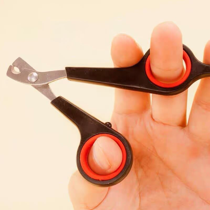AIMALL Pet Nail Cutters Claw Grooming Scissors Clippers Trimmer Dog Cat Bird Rabbit，Durable Stainless Steel Grooming Scissors, Comfort Grip, Red & Black image number 3
