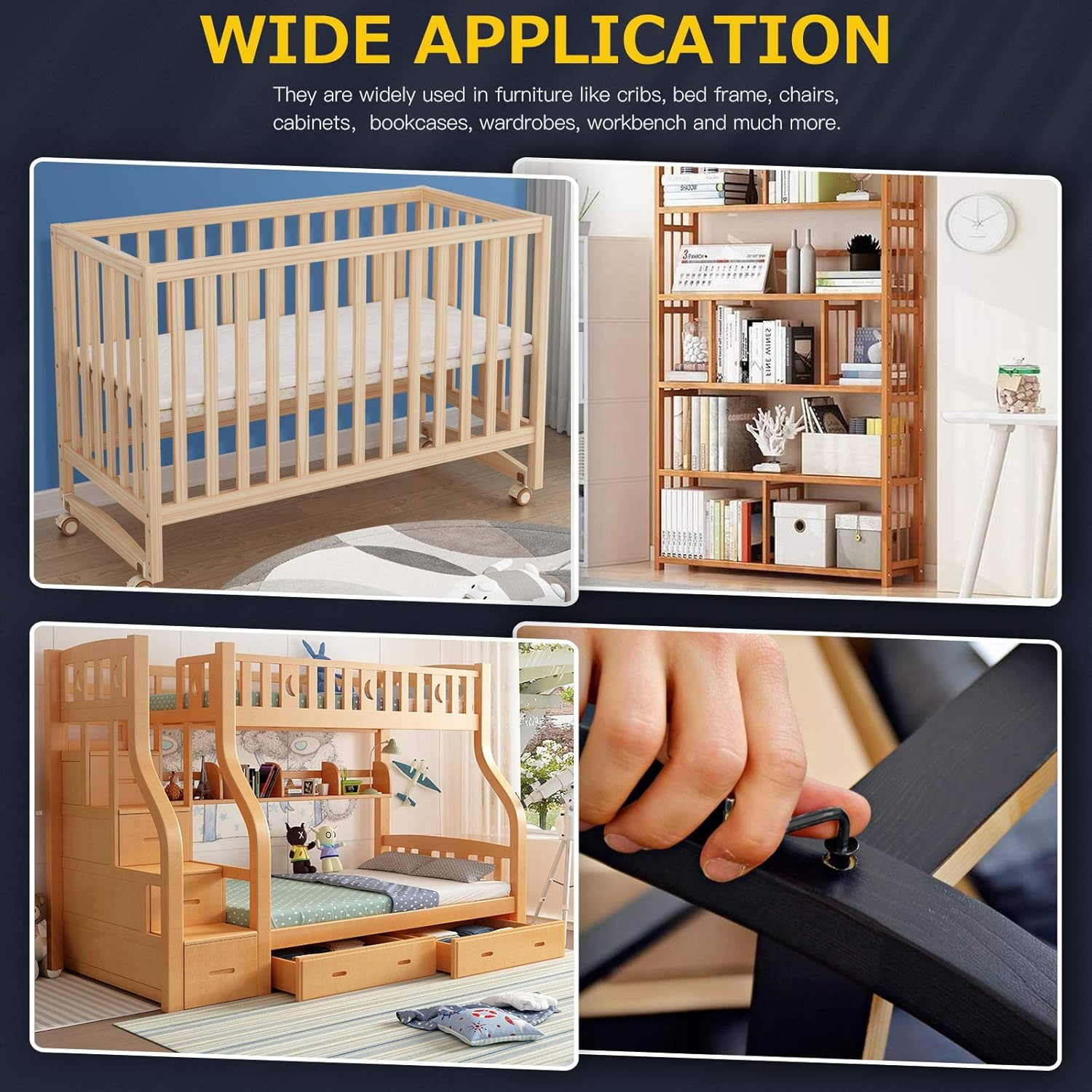 120Pcs 5 Sizes M6X16Mm/20Mm/25Mm/30Mm/35Mm Black Hex Socket Cap Bolts and Barrel Nuts Assortment Kit, Crib Bolts Flat Head Binding Bolt Screw Post for Belt Buckle Leather Furniture image number 3