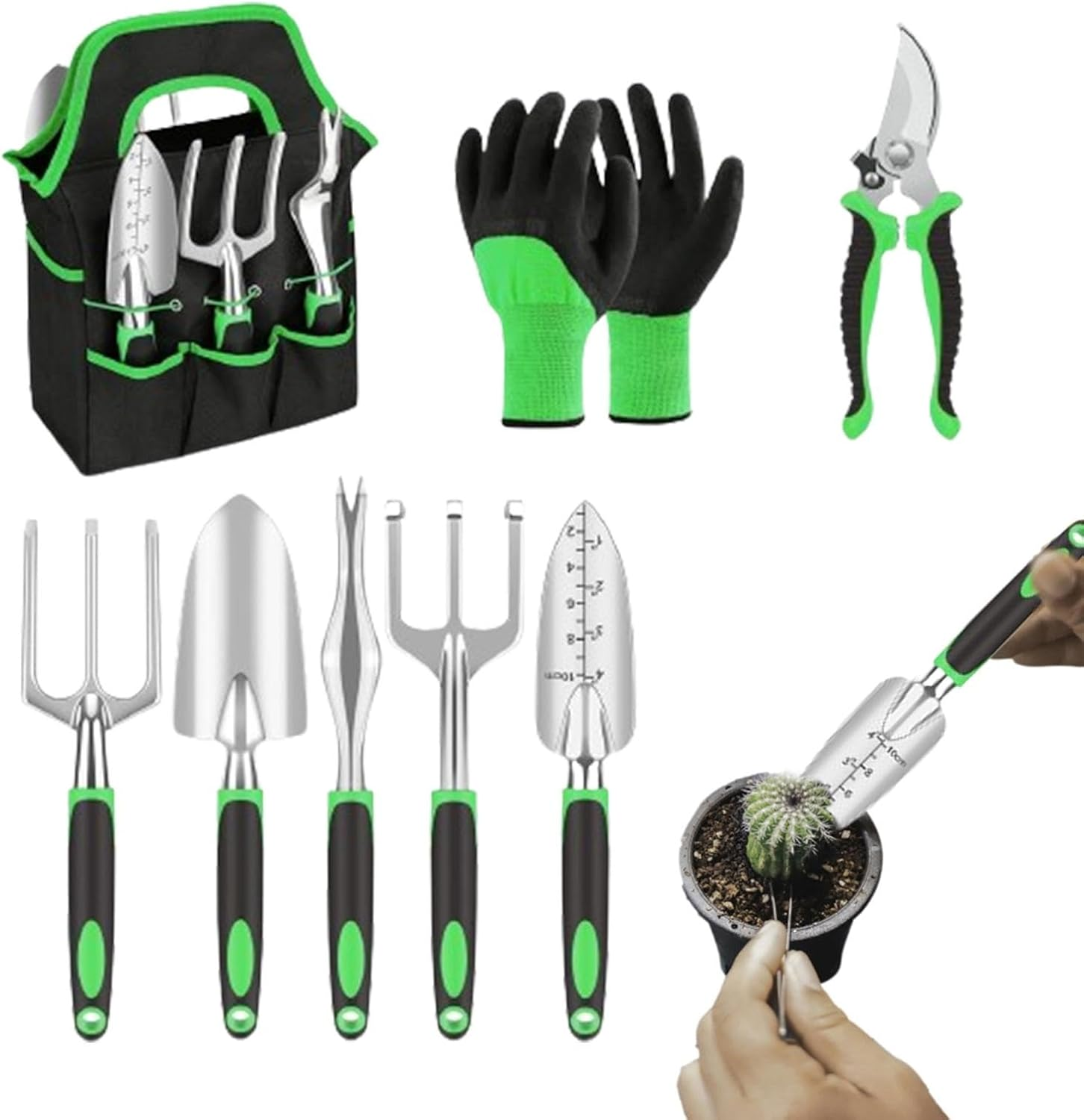 Garden Tools with Bag | Portable Gardening Supplies Hand Tools for Outdoor | 18X Hand Pruning Tools with Storage Bag, Garden Tools with Rubber Handle for Gardening