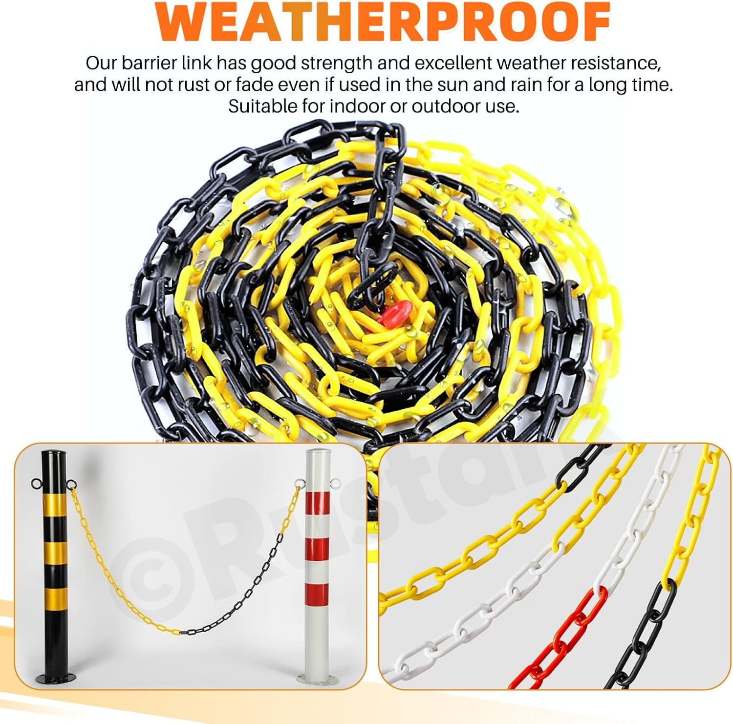 21Pcs Red and White Plastic Chain Links with Connector Hooks Plastic Chain Barrier Safety Barrier Chain for Crowd Control Construction Sites Parking Space Management image number 2