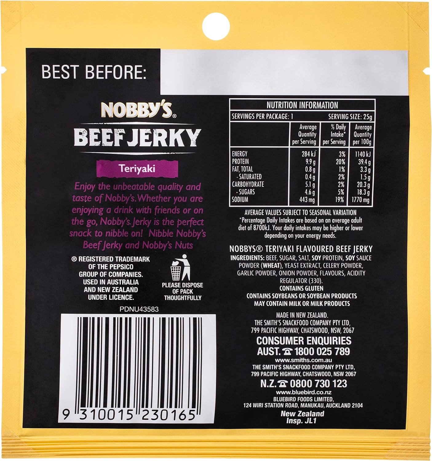 Nobby&rsquo;S Beef Jerky Teriyaki 25G image number 2
