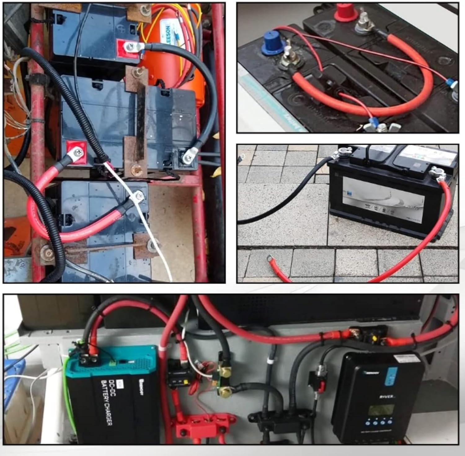 2PCS 5/16" M8 Battery Cable Set,50Cm 5AWG Copper Power Inverter Cables with Terminals for Car, Vehicle, RV, Solar Application and More(Red+Black