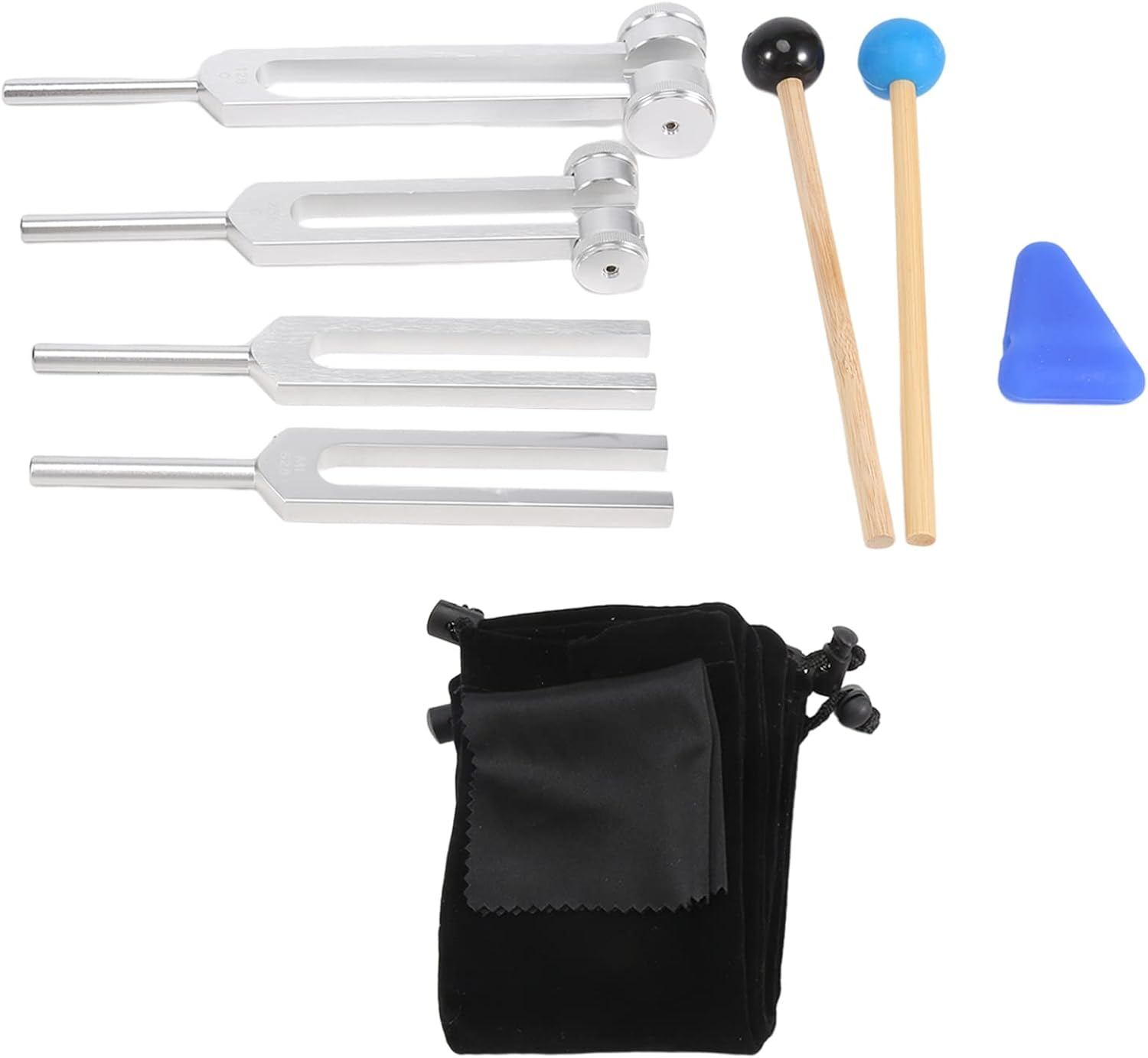 4 Pack Tuning Fork Set(128 Hz,256 Hz,512 Hz,528 Hz) with Tuning Fork Hammer for Sound Healing Sound Vibration Tools image number 4