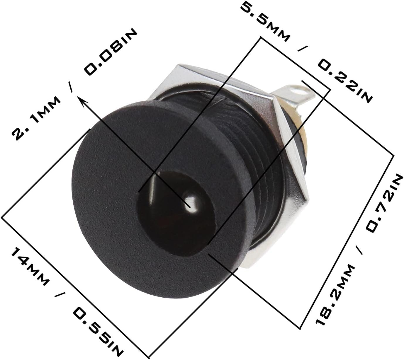 SING F LTD 10Pcs 5.5Mmx2.1Mm DC Power Jack Socket 3 Pin Female Panel Mount Connector DIY Guitar Effects Pedal 2.1Mm Power Socket Female Connector image number 1