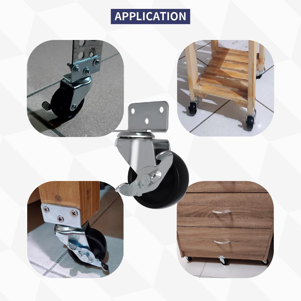 AXL Side Mount 50Mm Caster Wheels, Sturdy L-Shaped PP Plate Casters for Baby Bed, Kitchen, Desk, and Cabinet -Smooth Rolling, Easy Install image number 5