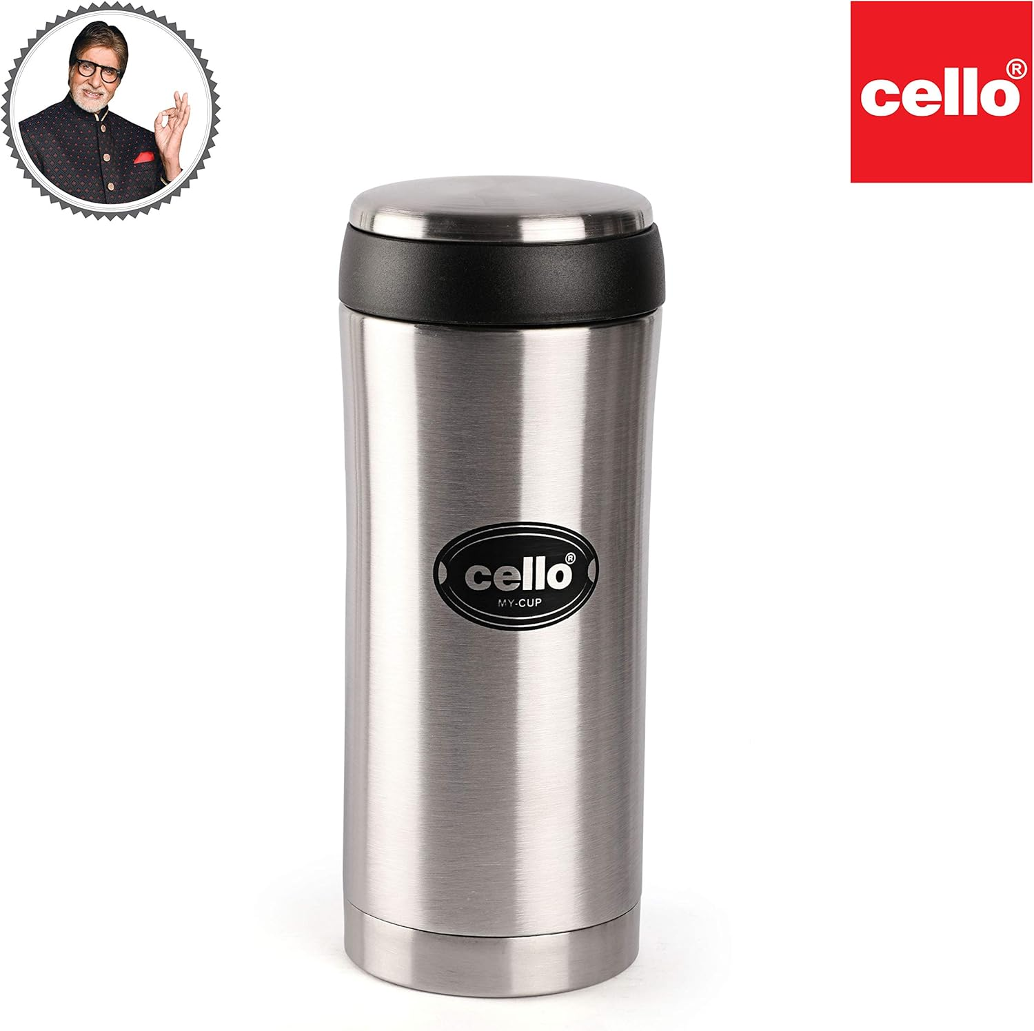 Cello My Cup Stainless Steel Vacuum Insulated Flask | 24 Hours Hot and Cold Threaded Lid Flask Bottle for Office Travel Home Outdoor | Silver - 500 Ml image number 3