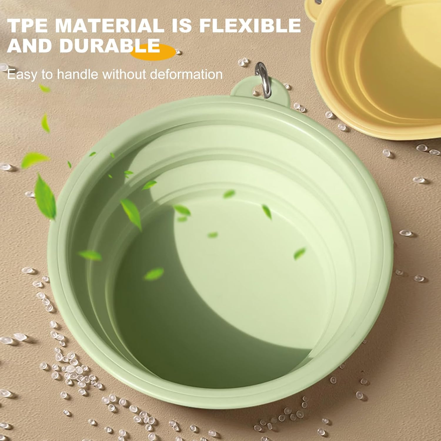 2 Pack 350Ml Collapsible Pet Bowl with Carabiner, Portable Silicone Travel Bowl with Cat Design, for Cat and Medium Dog, 5 Colours Available (Green) image number 1