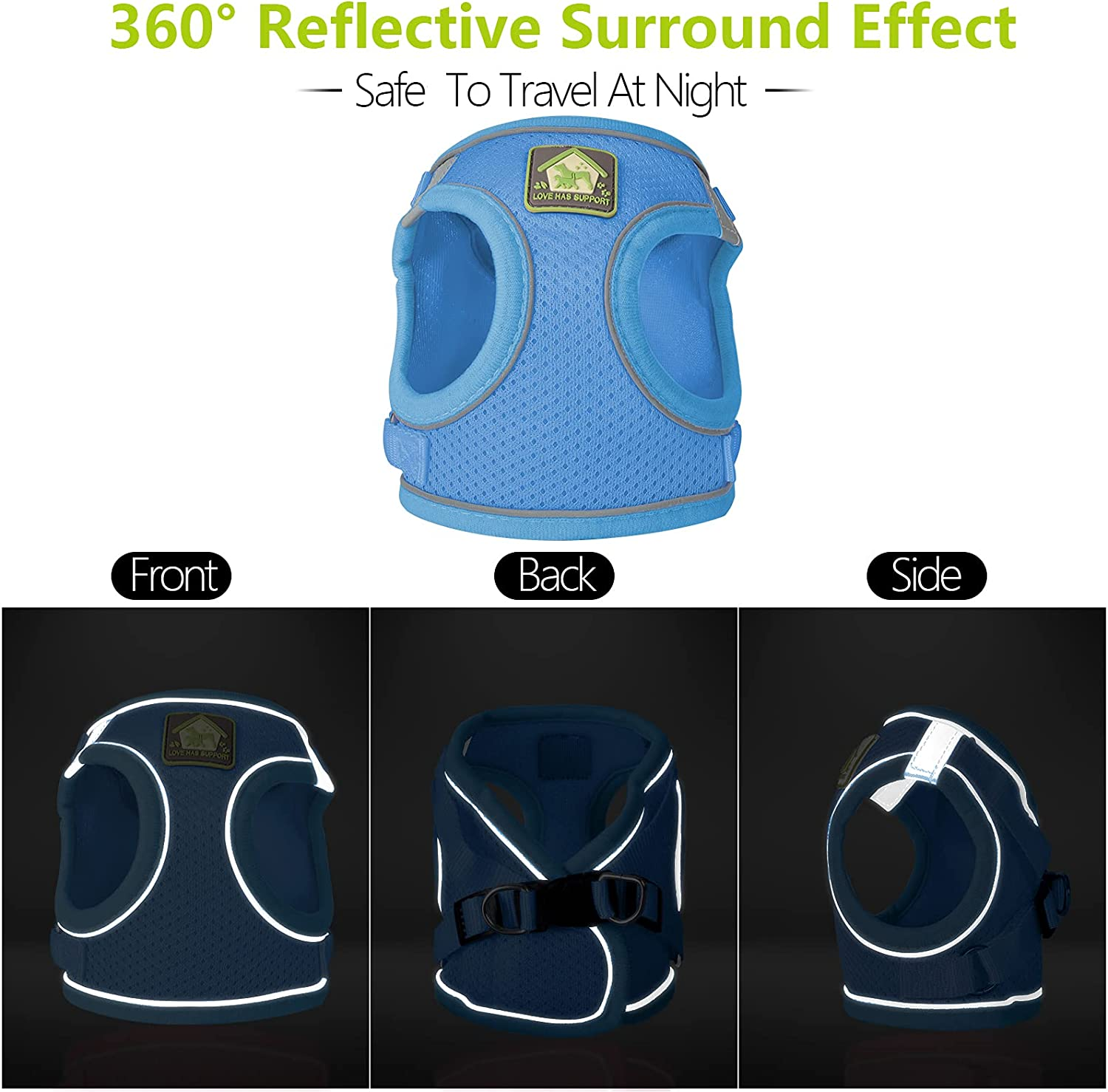 Harness Vest and Leash for Cat Dog: Escape Proof Collar Harness with Lead Set for Kitten Small Puppy, Adjustable Soft Harness with Reflective Strips for Walking image number 2