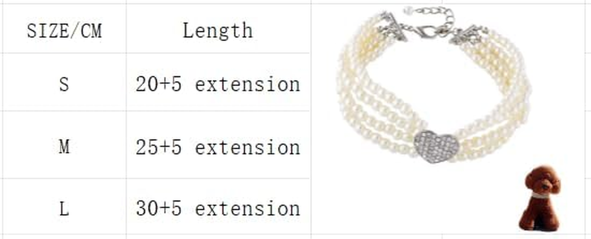 Dog Necklace Collar with Four Rows of Imitation Pearl Fancy Dog Collar Adjustable Dog Pearl Collar for Dog Cat (White, M) image number 6