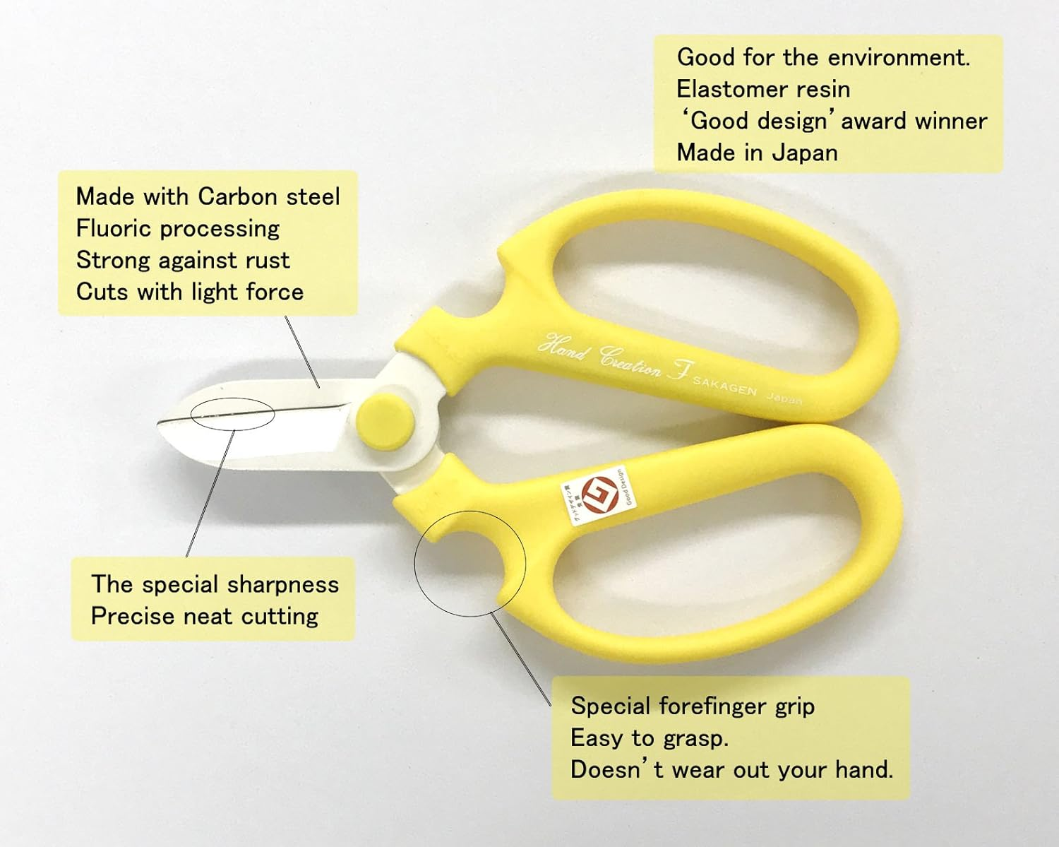Flower Scissors Hand Creation F-170 Limited Color Yellow image number 6