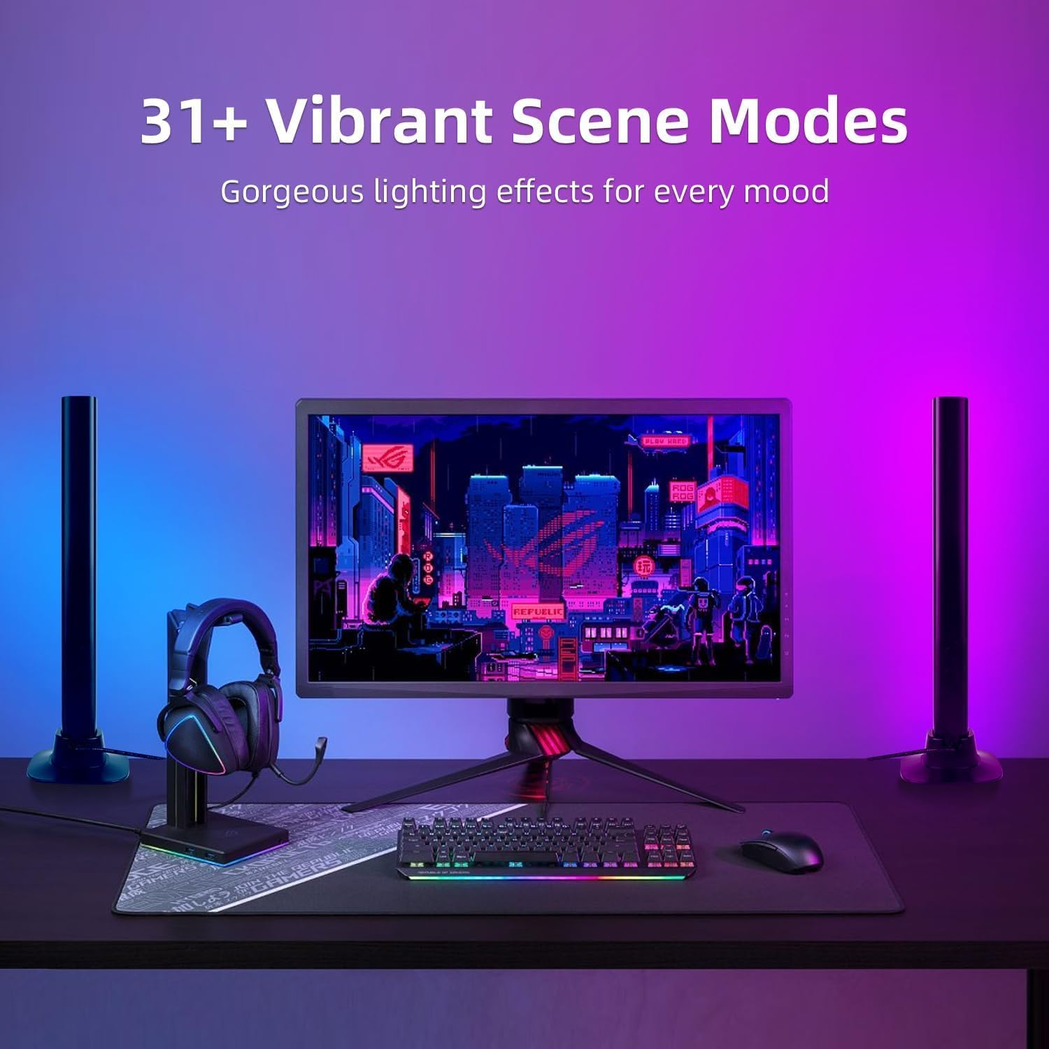 CHENBEN RGB Light Bars, LED Light Bars 2PCS 30CM 16 Million Colors,App Control and Voice Control,Timer,Scene and Music Modes,Smart Light Bar for Gaming PC Bedroom Accessories Computer Case,Party image number 3