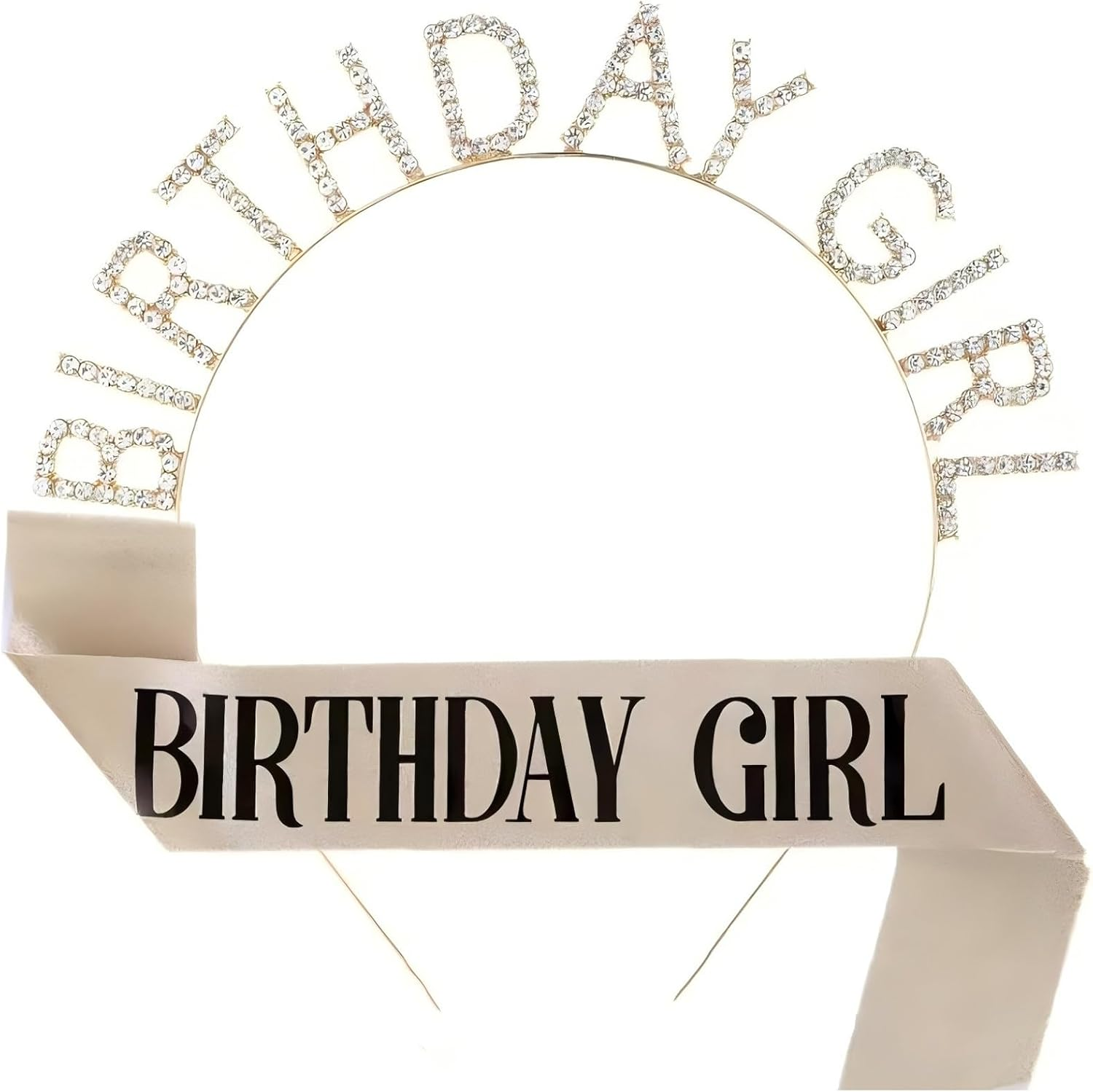 Happy Birthday Diamond Headband and Sash Women Princess Tiara Birthday Hat Birthday Headband for Parties Favors Birthday Decorations