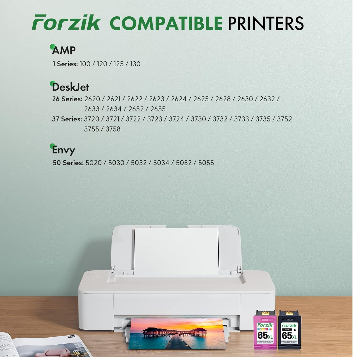 65XL Ink Cartridges High Yield Compatible Replacement for HP Ink 65 Black and Color Combo Pack Works with AMP 100 120 Series Deskjet 2620 3720 Series Envy 5020 5030 Series image number 1