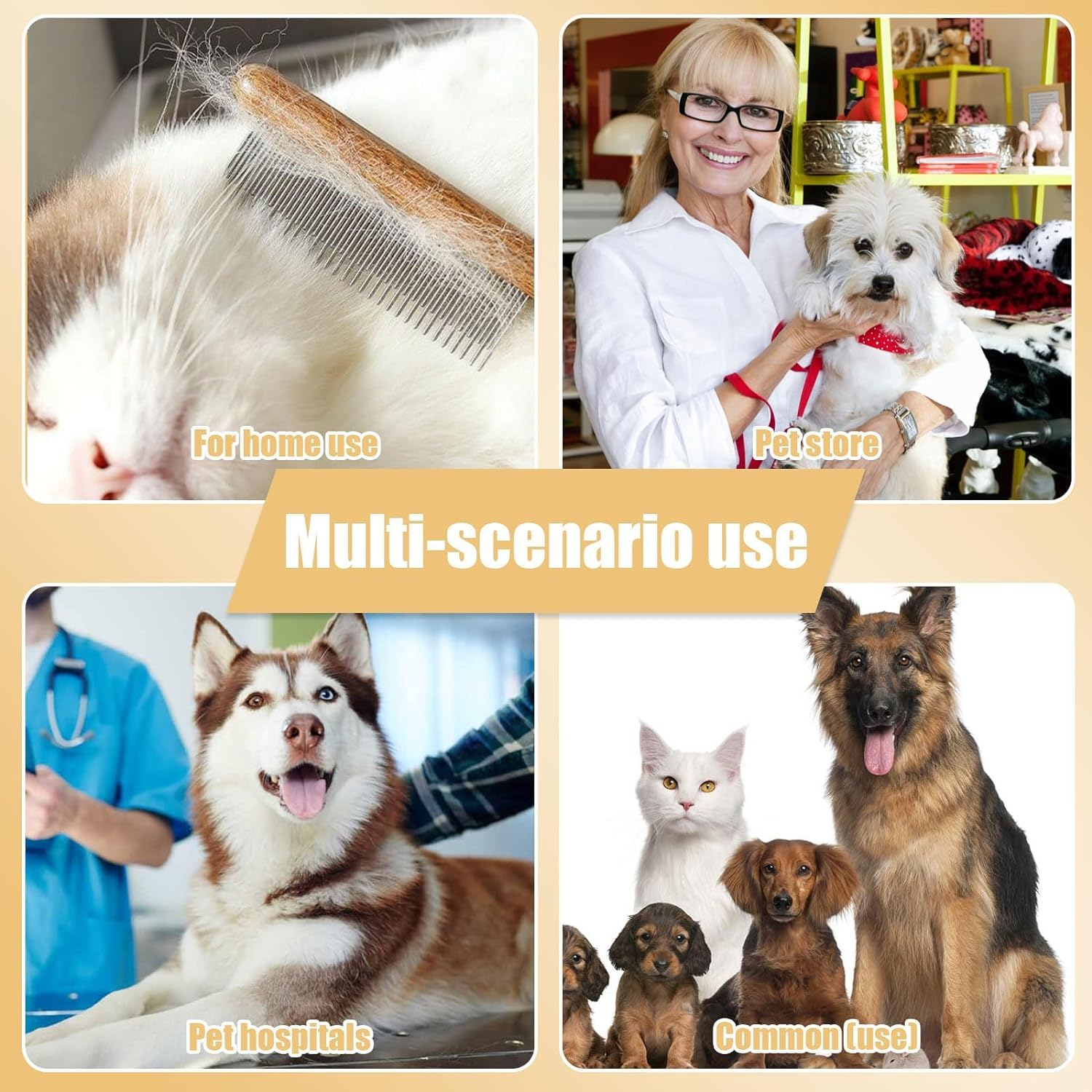 Dog Flea Comb, Cat Brush, 3 Pcs Pet Combs Suitable for Other Pets Grooming Long Hair and Flea Cleaning image number 4