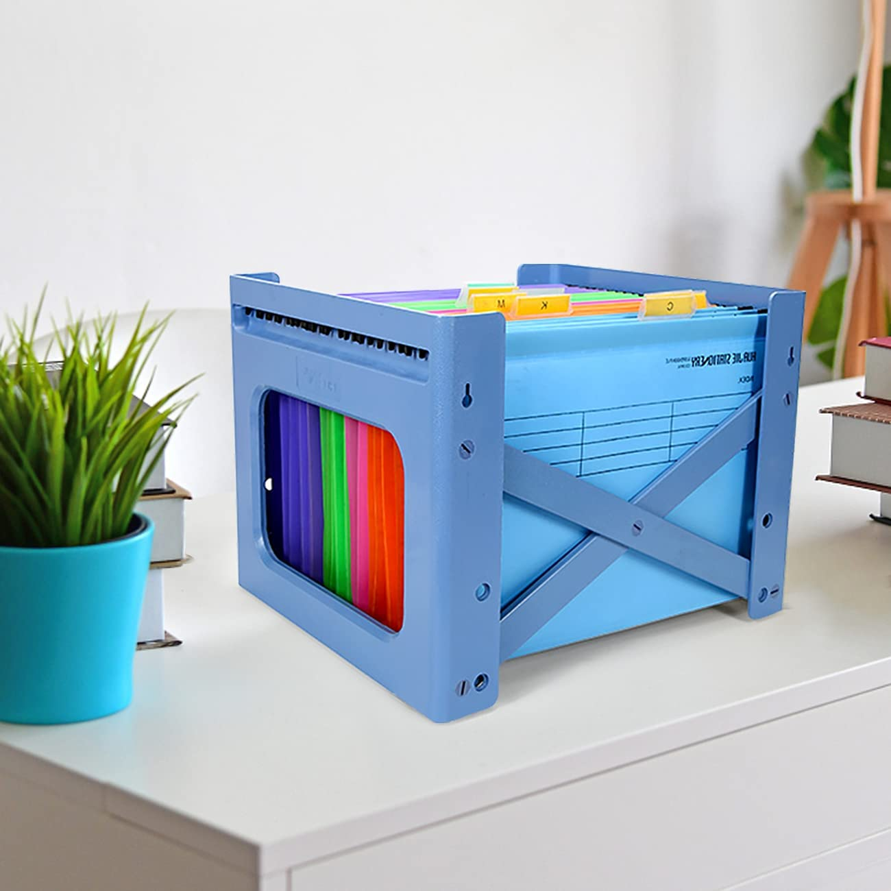 20PCS A4 Suspension Files, Polypropylene Filing Cabinet Suspension Files with Tabs and Card Inserts for Office Organization Home Work - Orange image number 2