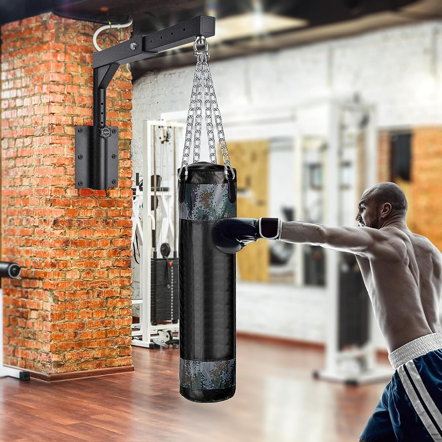 Benelabel Wall Mount Heavy Bag Hanger, Punching Bag Wall Bracket for Home Gym Indoor Outdoor, 17-25" Length Adjustment and 13-17" Height Adjustment, 800 LB Capacity image number 2