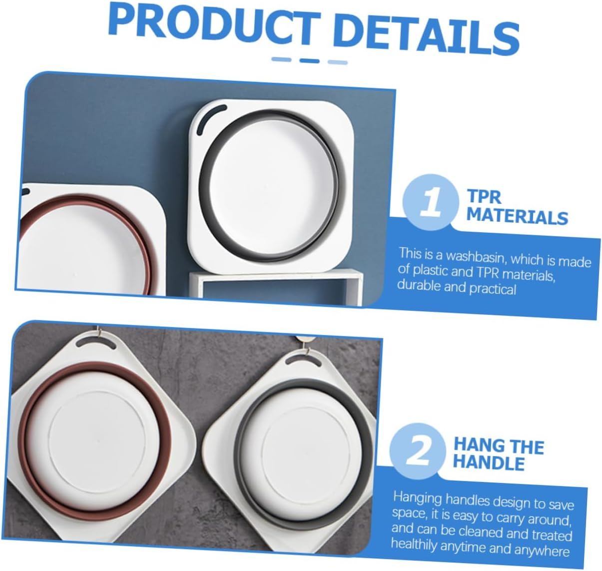 Folding Wash Basin Kitchen Basin Household Washbasin Gray Medium Portable Collapsible for Laundry and Handwashing Home Use image number 1