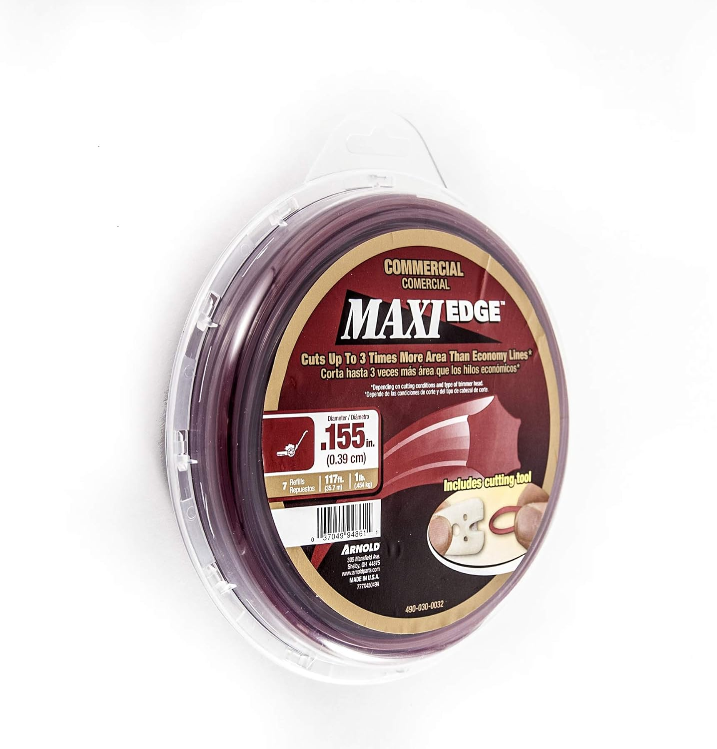 Arnold 490-030-0032 Maxi-Edge Commercial Grade String Trimmer Line with Cutting Tool, Universal Fit, 7 Refills, .155-Inch X 117-Feet image number 4