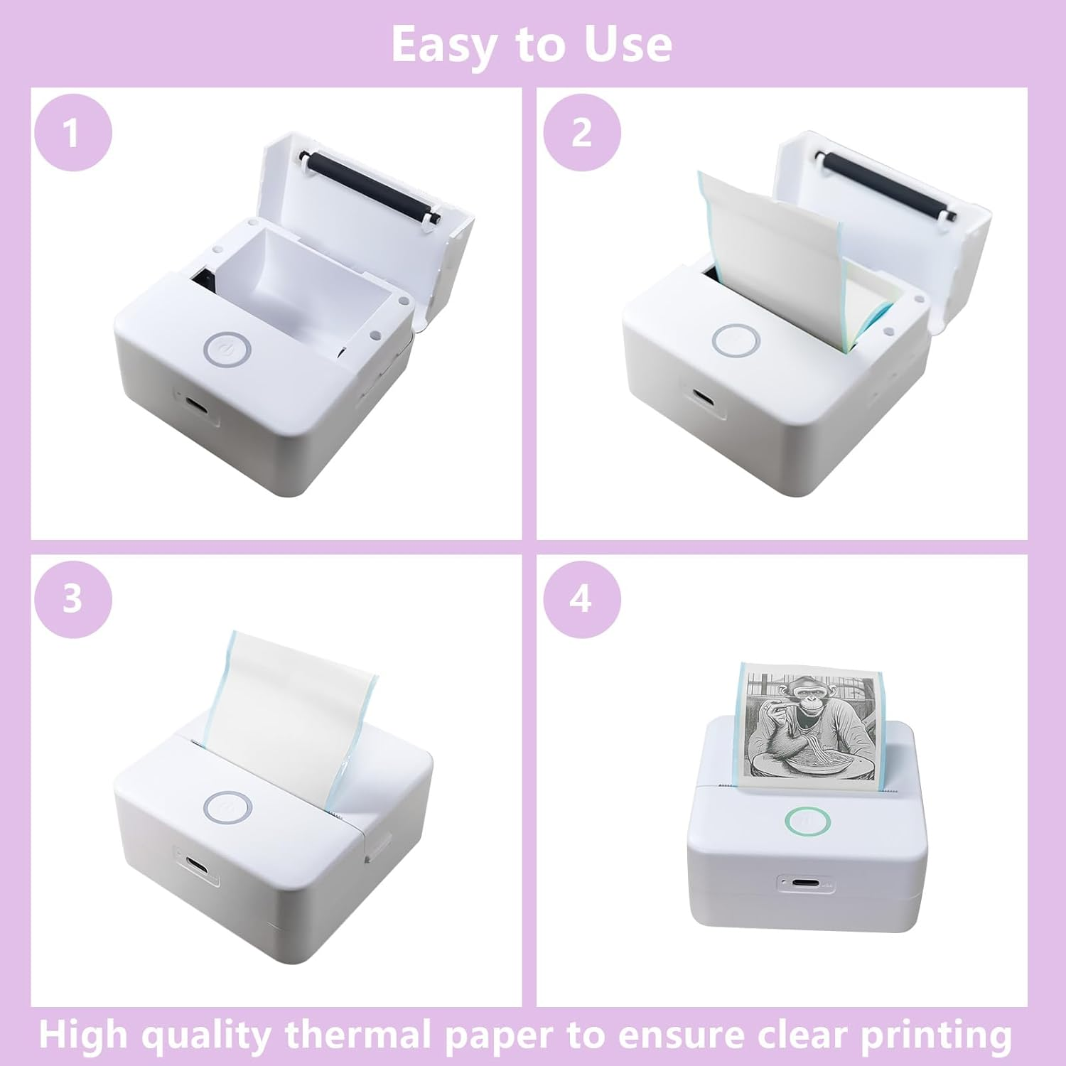 5 Rolls Thermal Adhesive Sticker for Mini Printer, 57 X 30 Mm Coreless Inkless Black and White Label Printing Sticker Paper for Mini Thermal Printer, Cash Register, POS Receipt (White)