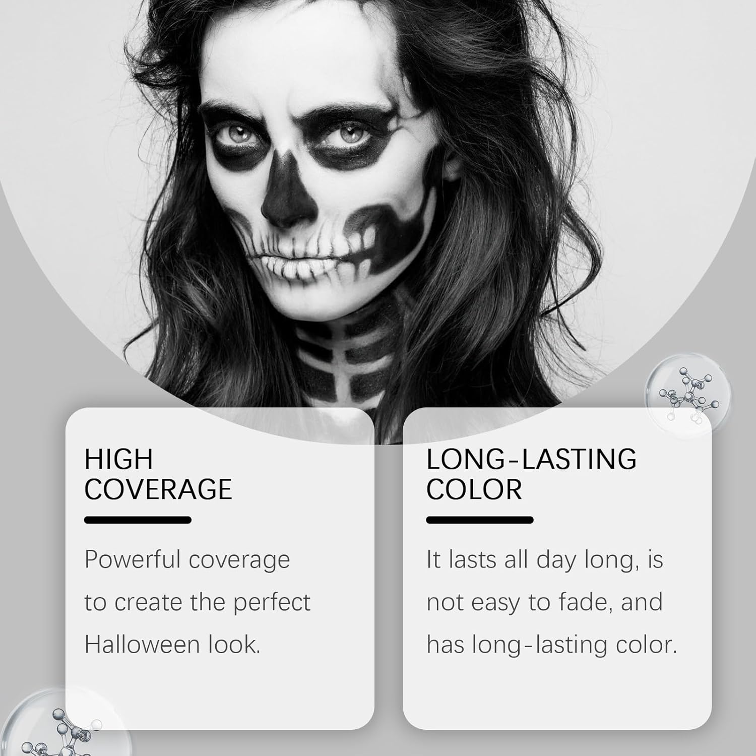 Halloween Black and White Foundation Painter Easily Cover Skin Tone Clown Makeup Foundation Painter image number 5