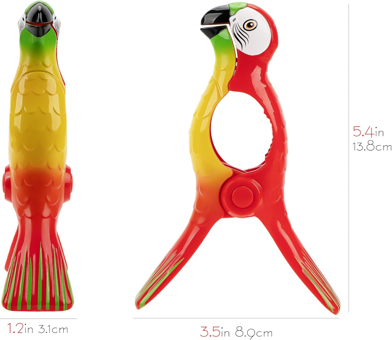 SHIDOW Beach Towel Clips, Jumbo Size Towel Clips for Beach Chairs Cruise Pool Patio or Daily Use Secure Hang Seal, Set of 10 (Parrot,5 Style) image number 1