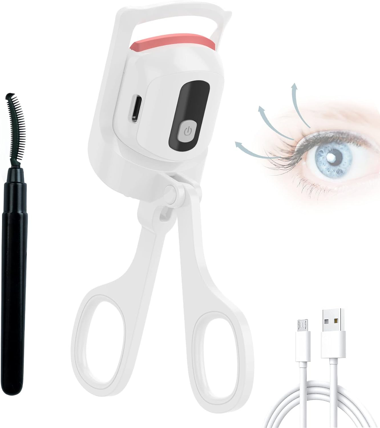 Heated Eyelash Curler, Vvallis Electric Eyelash Curlers with Eyelash Brush, Rechargeable Eyelash Heated Curler, Eyelash Curler Kit for Natural Curling with 3 Heating Modes&hellip; (Pearl White) image number 1