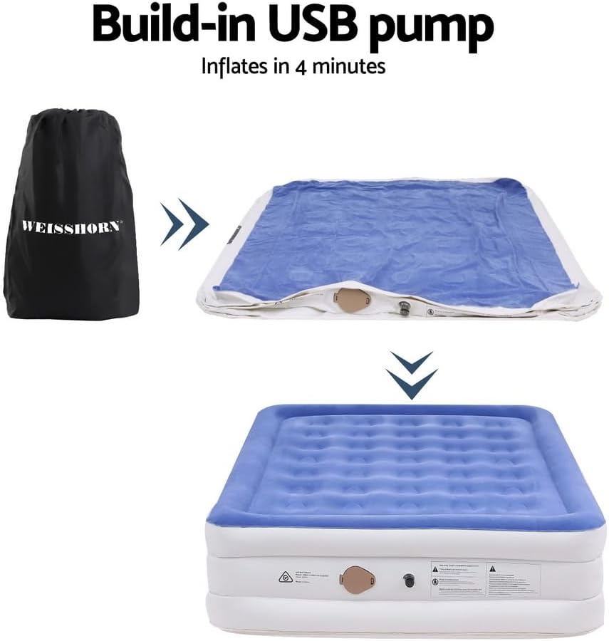 Weisshorn Air Mattress Inflatable Bed Built-In Pump Queen Air Bed 46Cm Cube image number 2