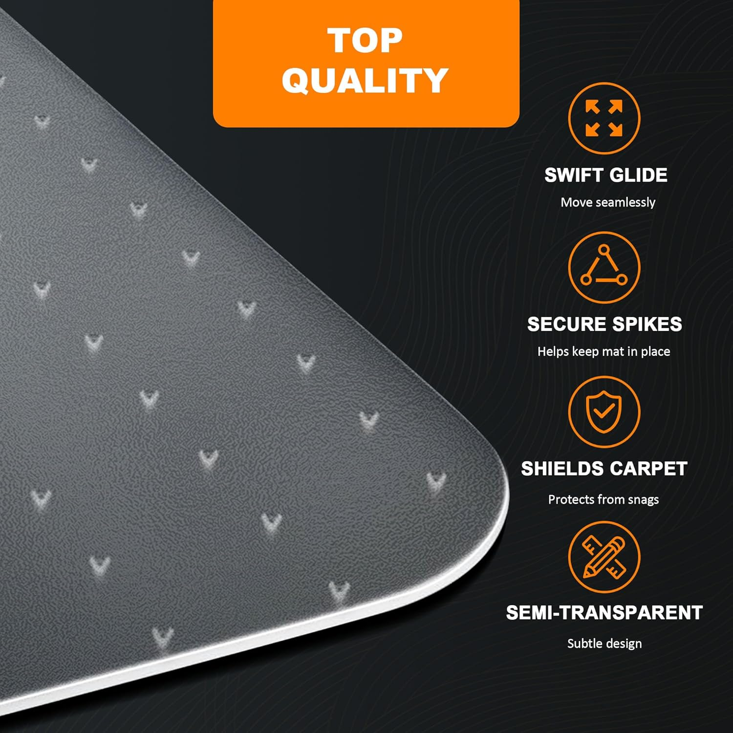 Office Chair Mat for Carpeted Floors 90X120Cm, Low to Medium Pile, PIONIQUS Heavy Duty Carpet Protector for Office Gaming Desk Chair, Transparent Thick Desk Chair Mat for Carpets(Not for Hard Floor) image number 6
