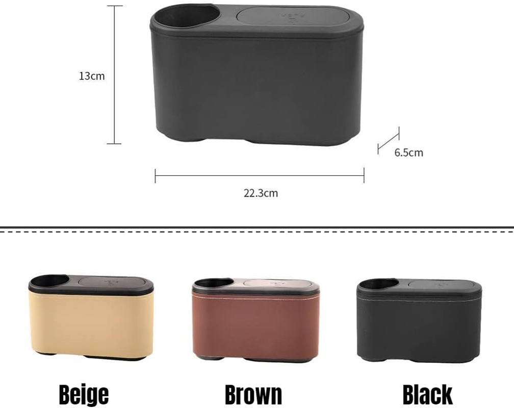 Car Trash Can with Lid,Mini Car Garbage Can Leakproof Trash Bin for Car,Automotive Garbage Container Accessories (Beige) - Brown image number 7