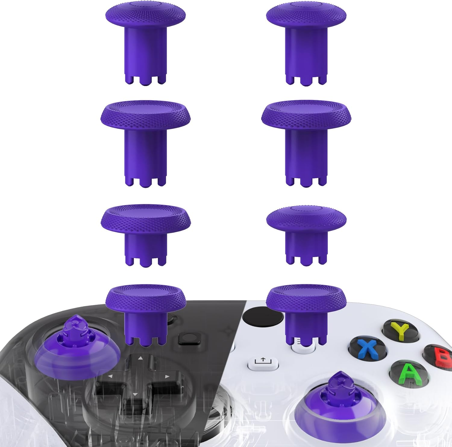 Extremerate Thumbsgear V3 Interchangeable Thumbsticks for Xbox Core Controller, 4 Height Adjustable Convex and Concave Grip Joysticks for Xbox One S/X/Elite, for Nintendo Switch Pro Controller -Purple image number 5