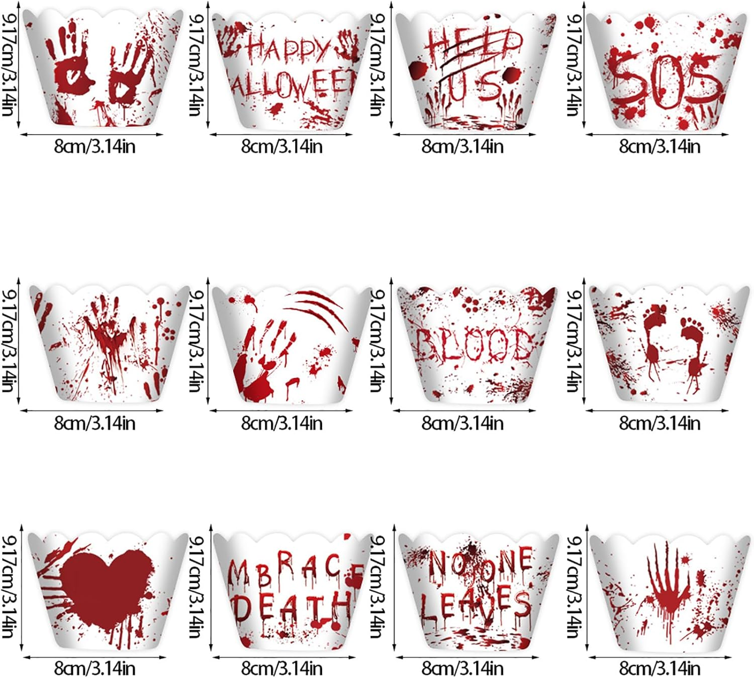 Halloween Party Cake Decorations Horror Bloody Hand Cupcake Toppers Baking Kitchen Dessert Food Supplies 24Pcs