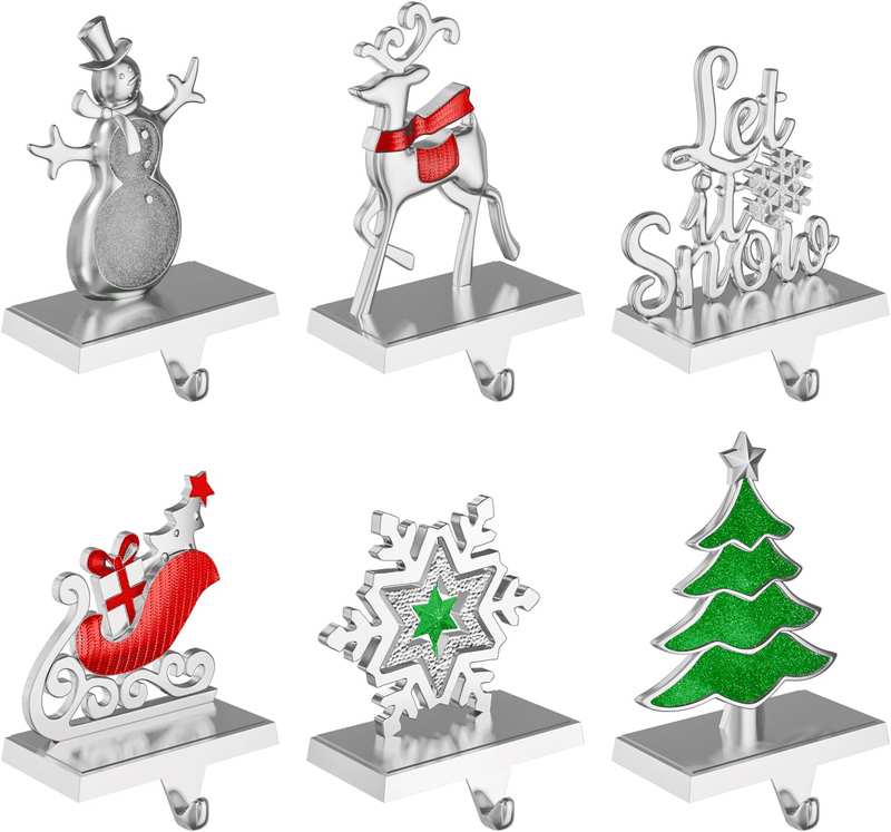 Christmas Stocking Holders for Mantle Weighted Metal Stocking Hangers Hooks for Fireplace Christmas Decorations (Set of 4) image number 0