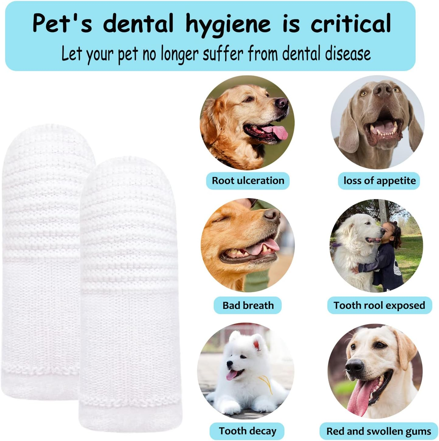 30 PCS Dog & Cat Toothbrush - Washable, Comfortable & Durable 2 Finger Toothbrush Set image number 2
